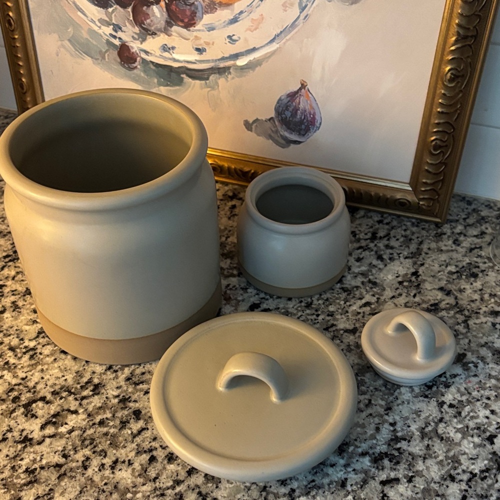 Hearth & Hand Cream and Tan Ceramic Canister Duo - Picture 4 of 5
